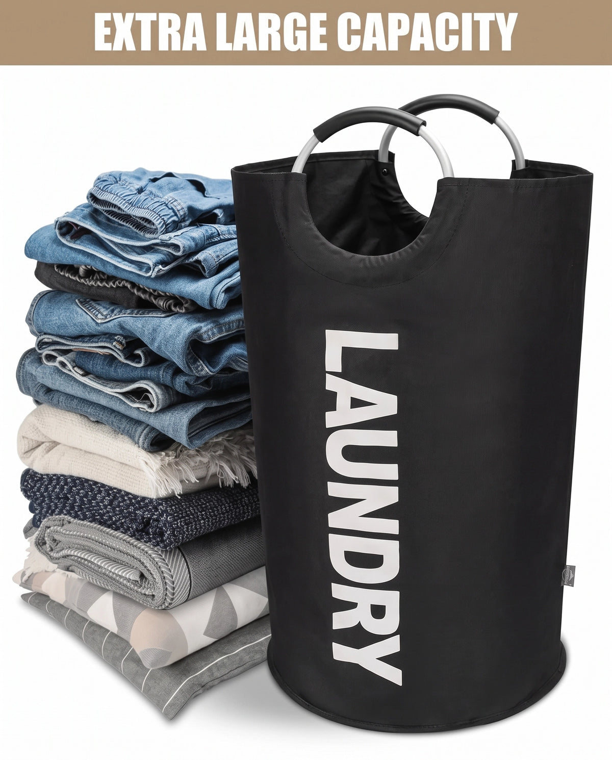 90L Foldable Laundry Hamper – Heavy-Duty Clothes Basket