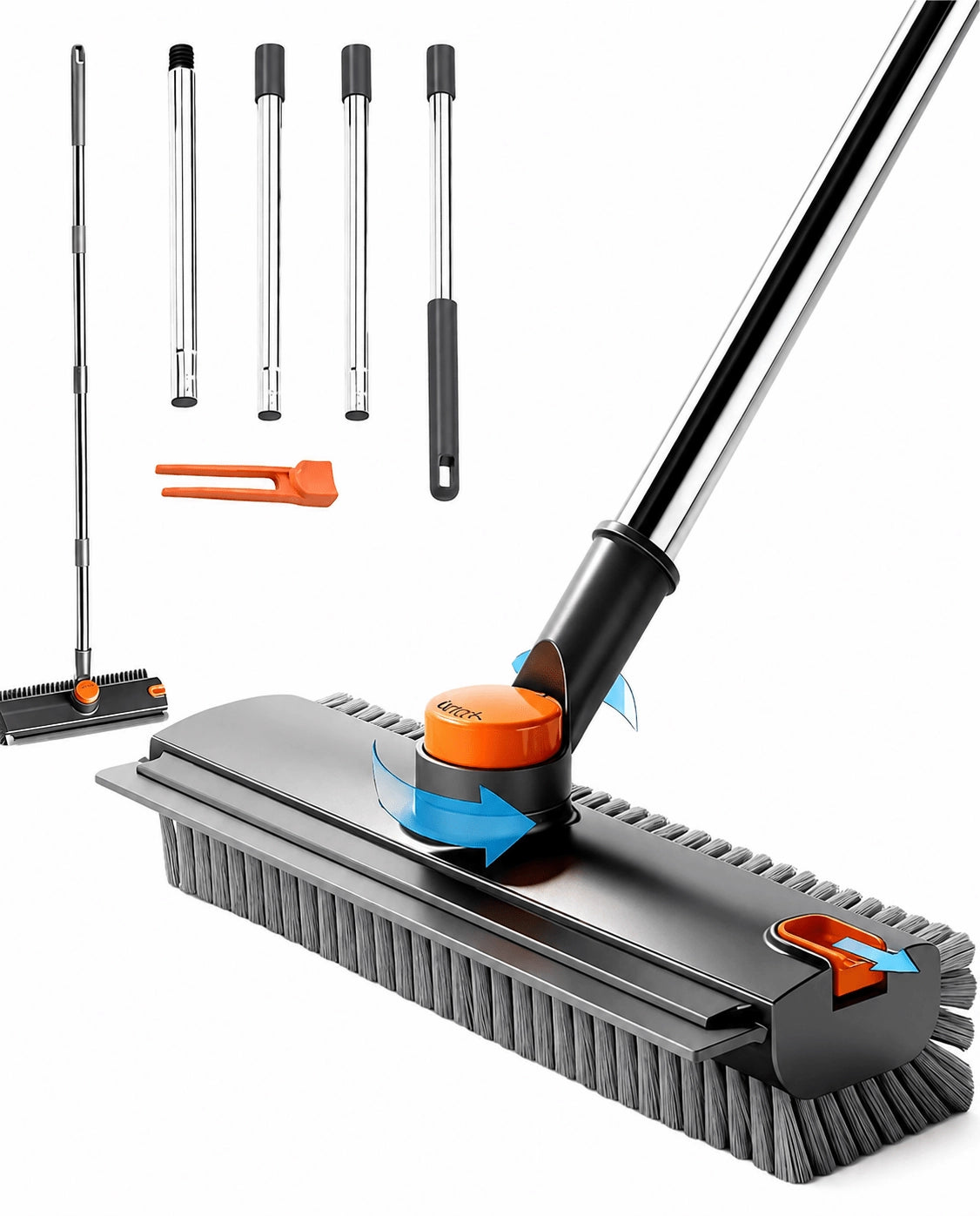 3-in-1 Floor Scrub Brush with Adjustable Long Handle