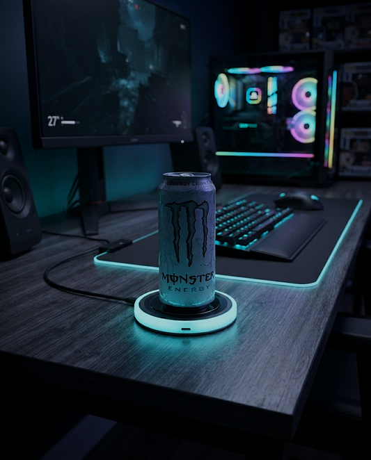 RGB LED Car Cup Holder Coaster with USB & Solar Charging