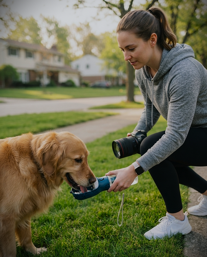 3-in-1 Portable Dog Water Bottle with Food Container & Waste Bag Holder