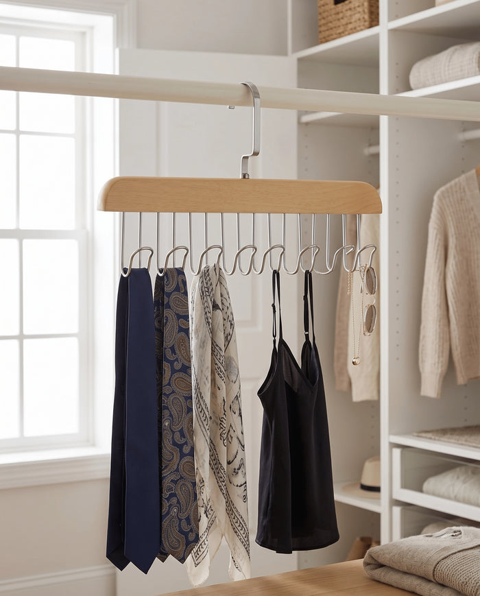 Wooden 8-Hook Closet Organizer Hanger