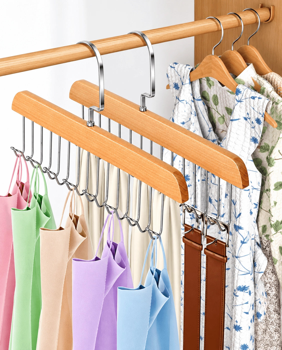 Wooden 8-Hook Closet Organizer Hanger